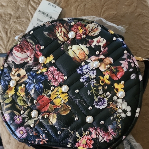 Floral Mini Bag with Pearl Accents - Picture 3 of 5